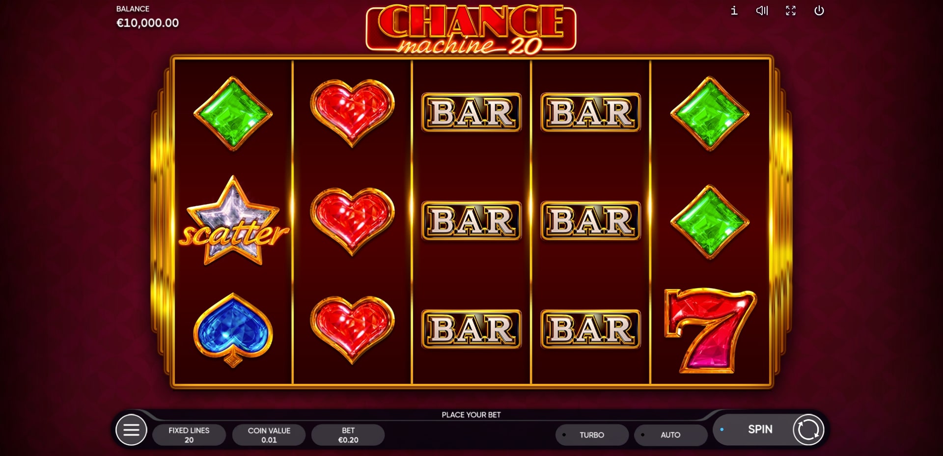 chance machine 20 slot game endorphina